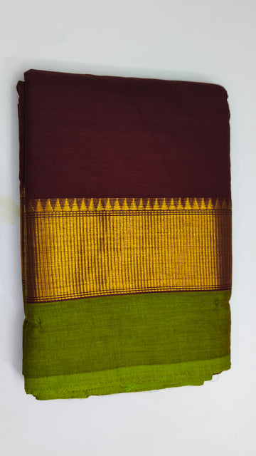Kanchi Cotton Saree with Golden Zari Border