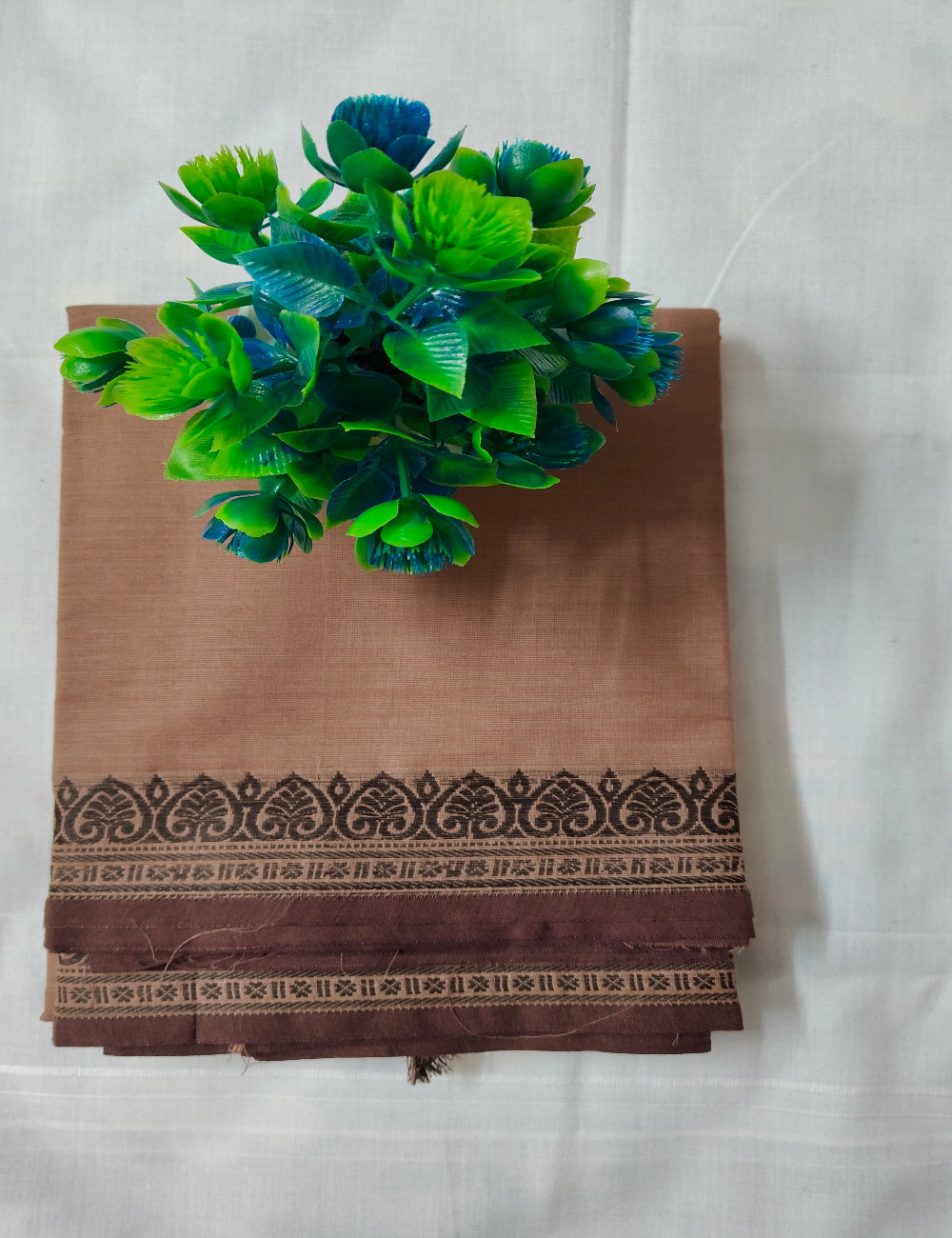 Chettinad Cotton Saree with Brown Border