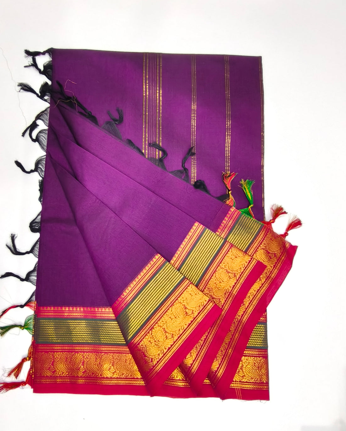 Chettinad Handloom Cotton Saree with Zari Border