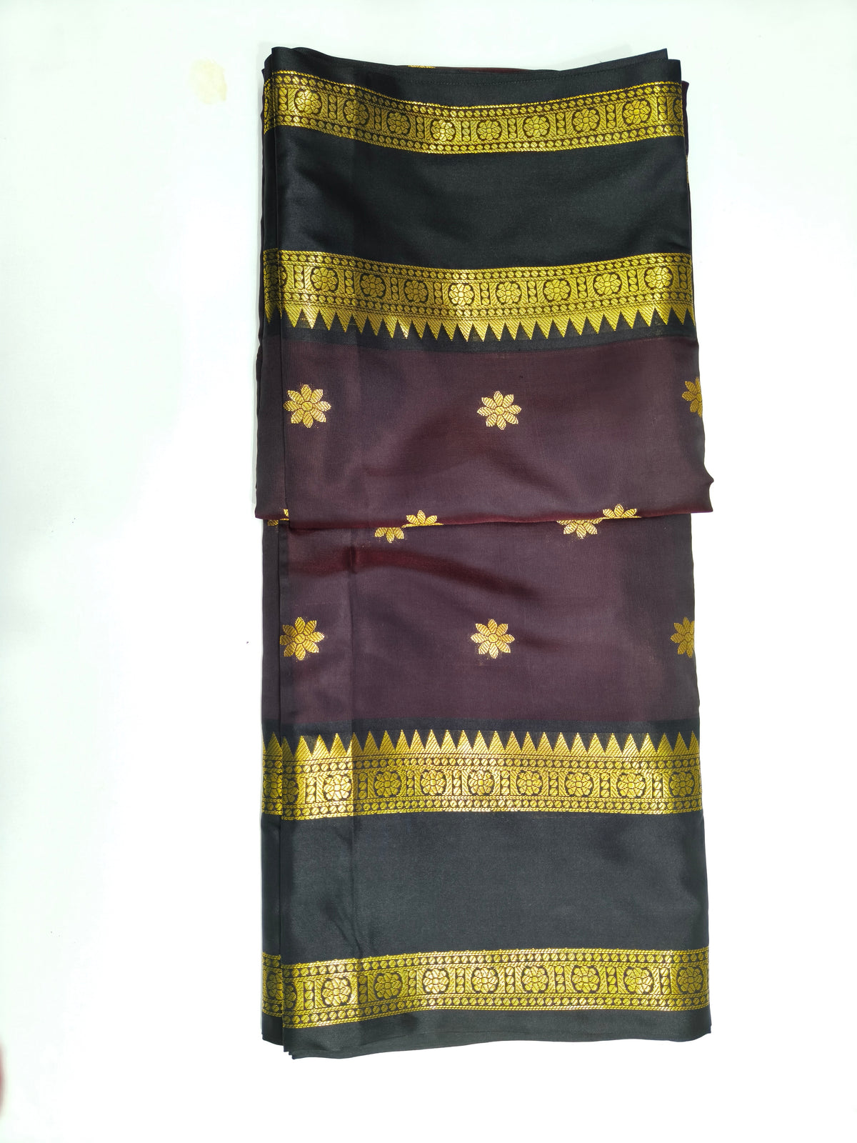 Chiniya Soft Brown Saree with Golden Zari Border