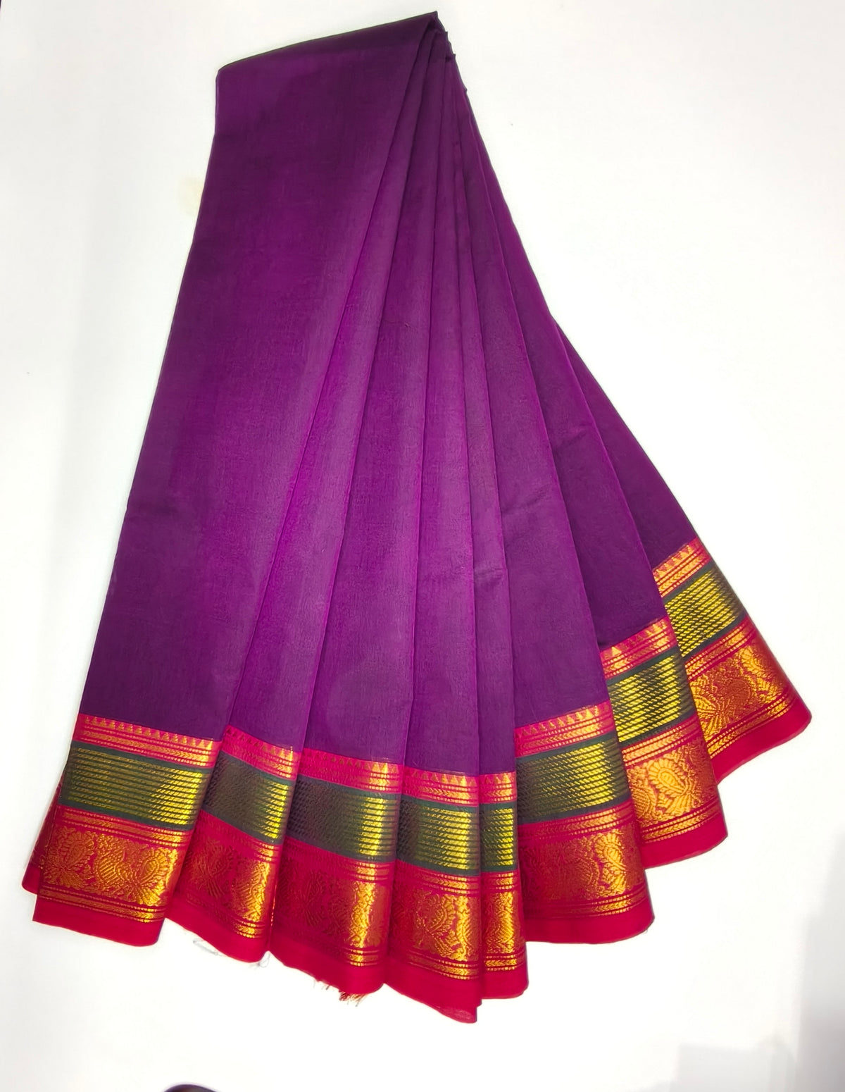 Chettinad Handloom Cotton Saree with Zari Border