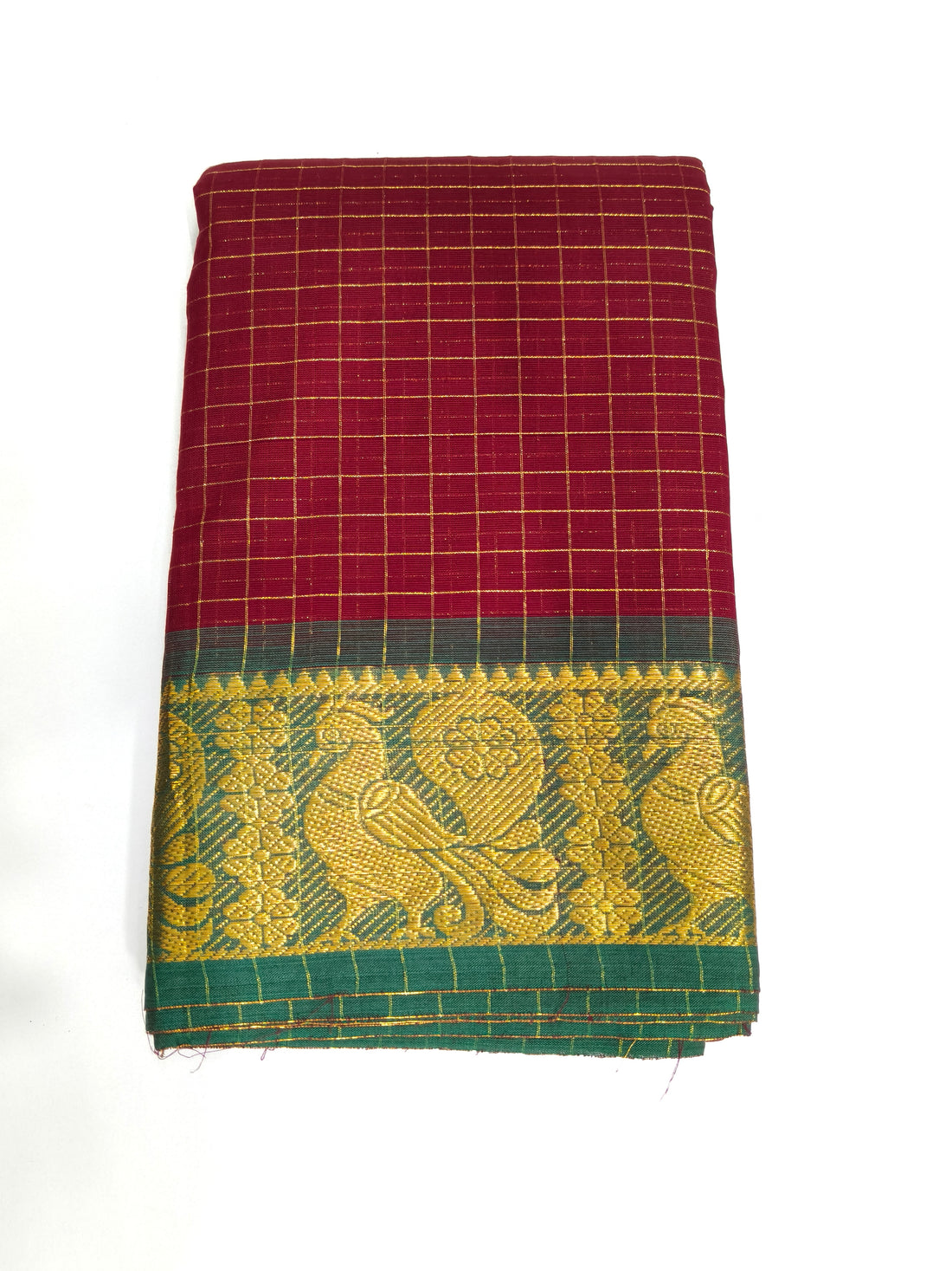 Madurai Sungudi Cotton Saree with Golden Zari Border
