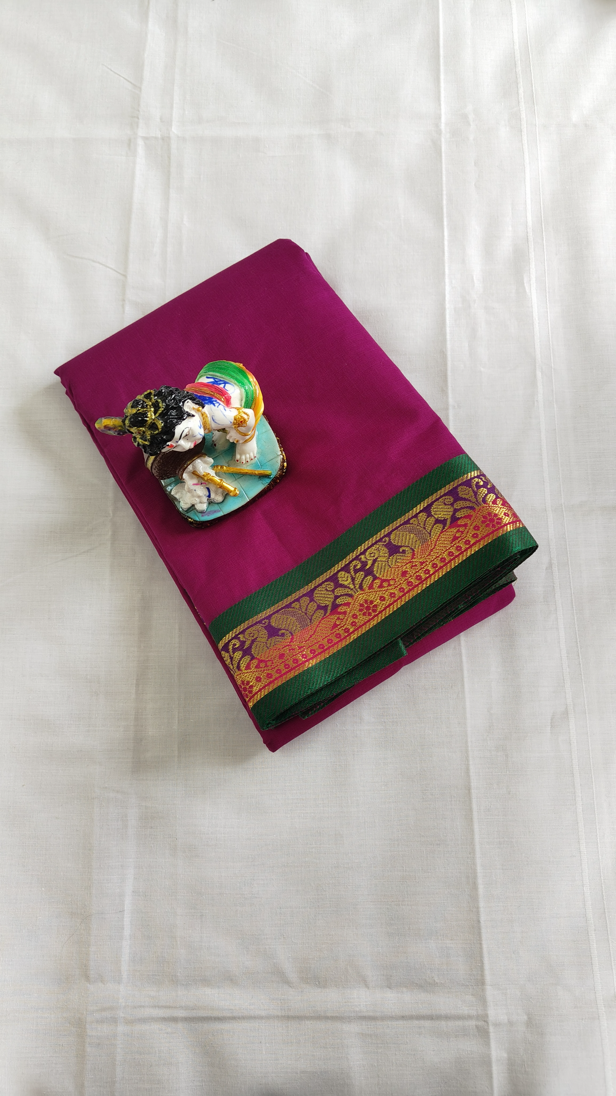 Maroon Cotton Saree with Golden Zari Border