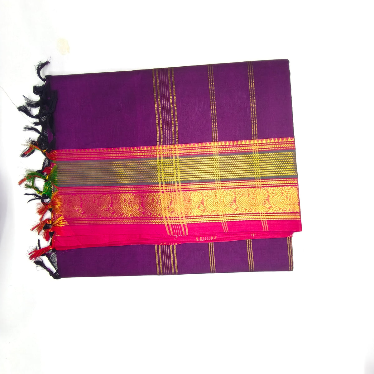 Chettinad Handloom Cotton Saree with Zari Border