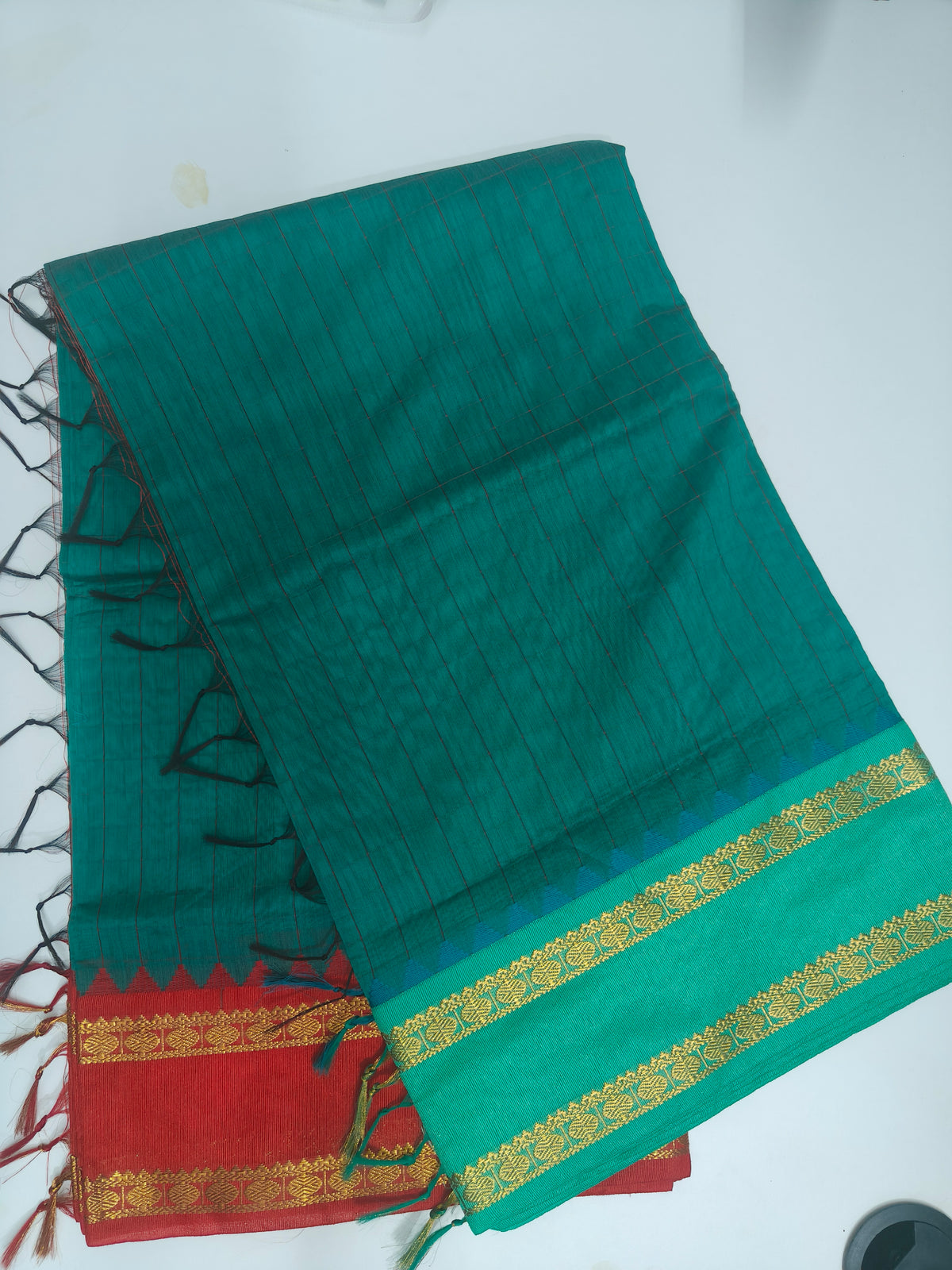 Chettinad Cotton Checked Saree with Zari Border