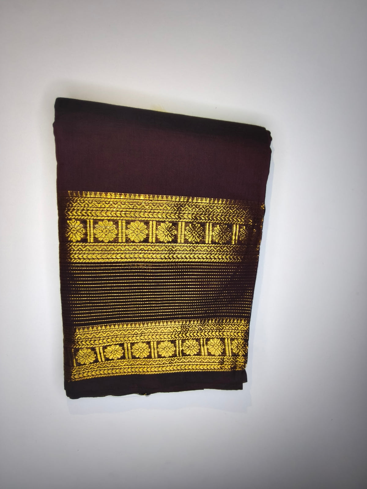 Kanchi Cotton Saree in Maroon with Golden Zari Border