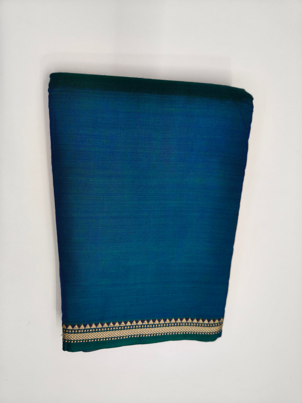 Narayan Bet 125 Count Cotton Blue Saree with Zari Border