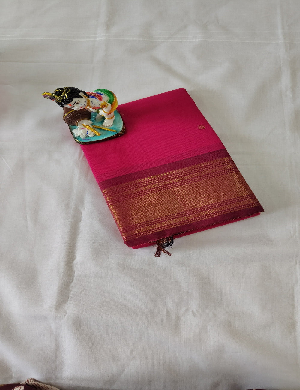 Kanchi 100 Count Rich Pink Cotton Saree