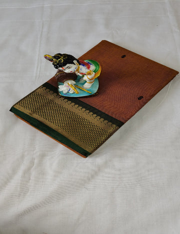 Kanchi Cotton Saree with Gold Zari Border