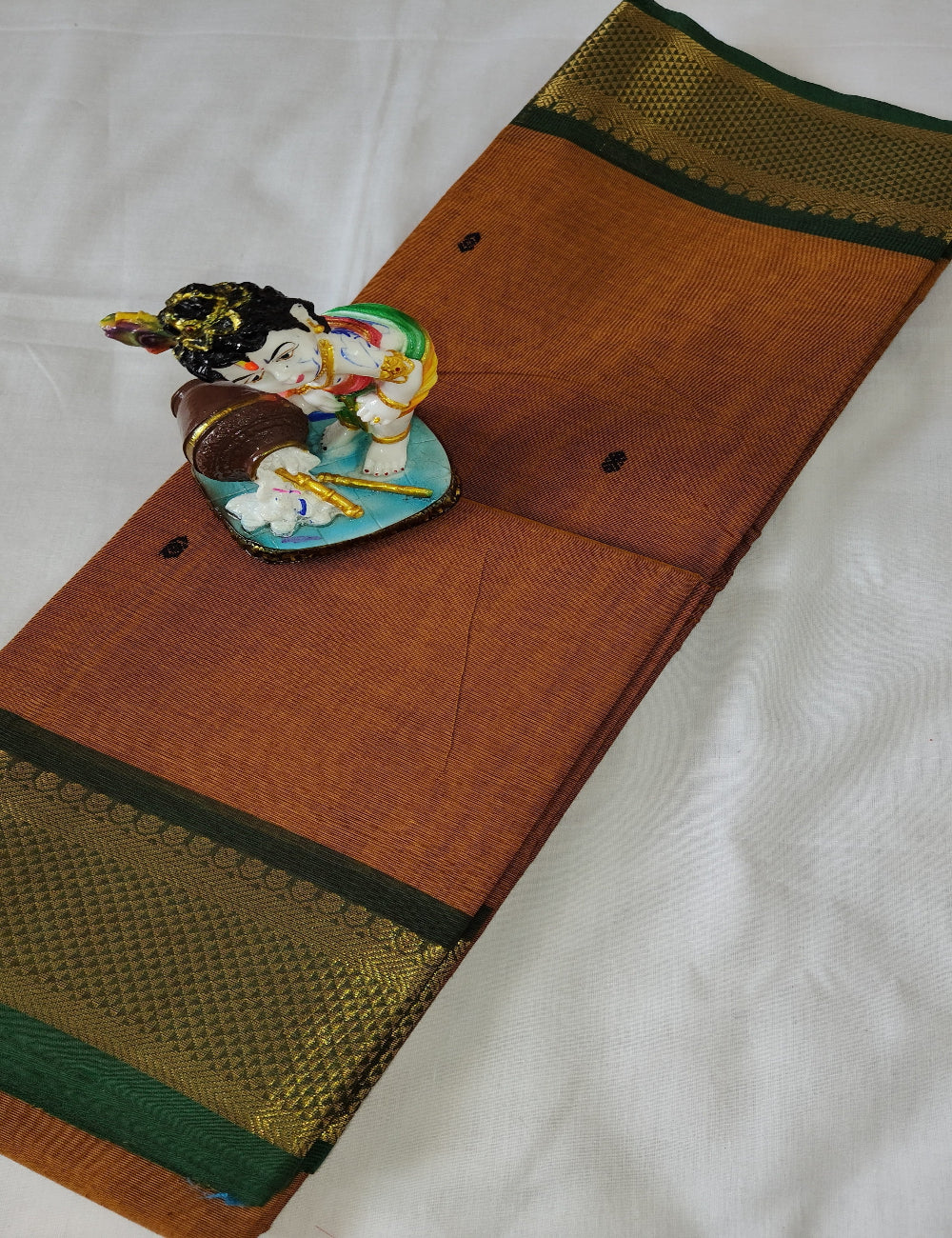 Kanchi Cotton Saree with Gold Zari Border