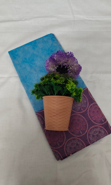 Kovai Negamam Blue Cotton Saree with Floral Border