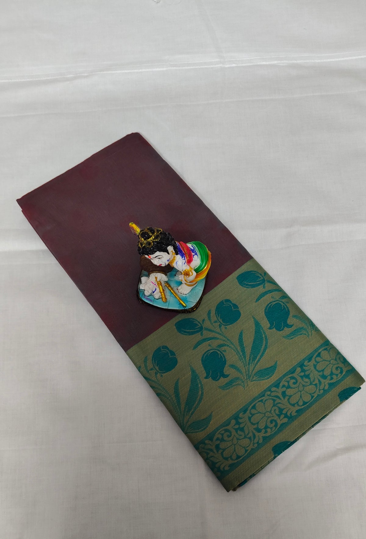 Kovai Negamam Cotton Saree - Maroon with Green Floral Border