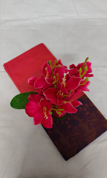 Red Kovai Negamam Cotton Saree with Floral Border