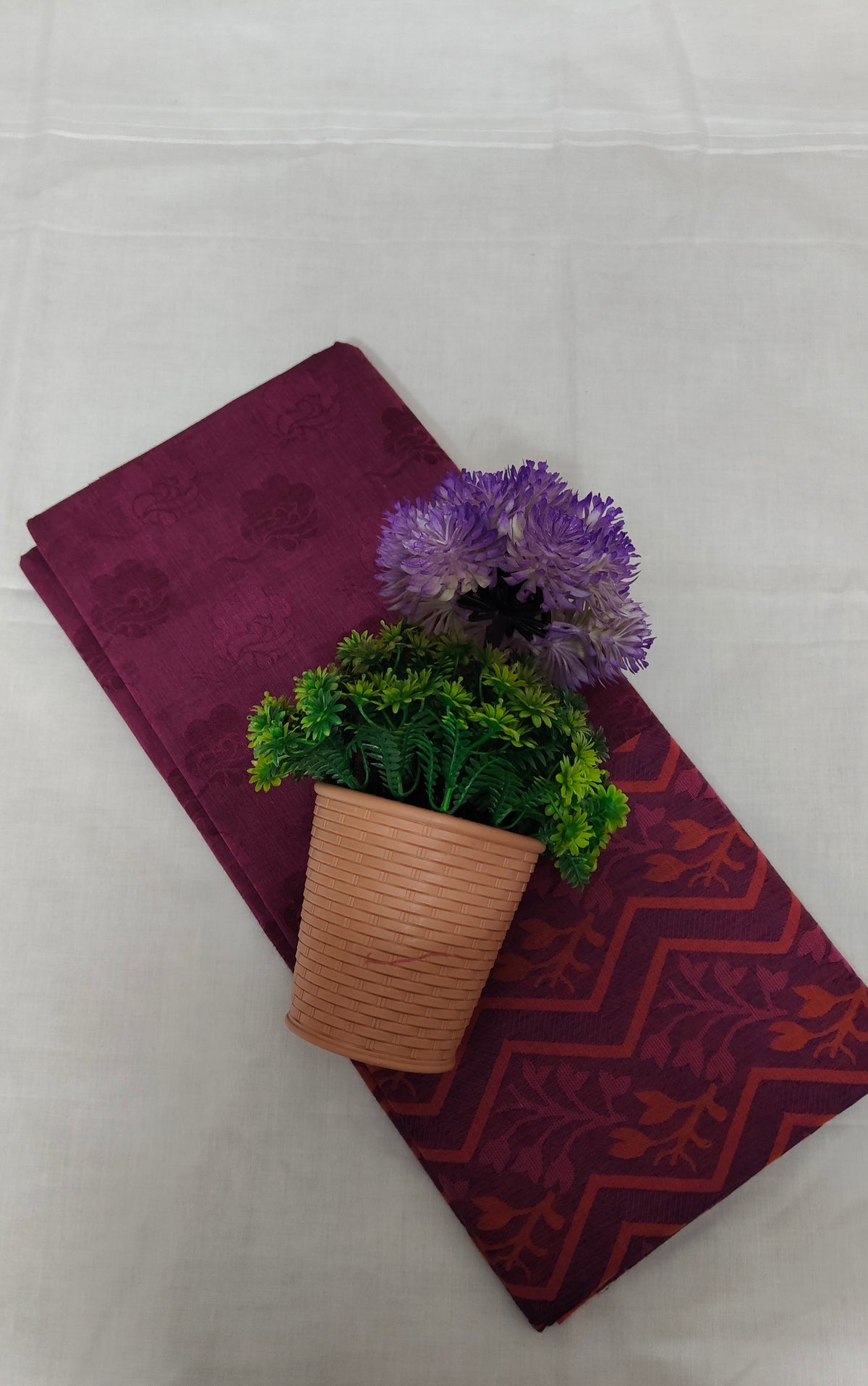 Kovai Negamam Cotton Saree - Maroon Floral Jacquard