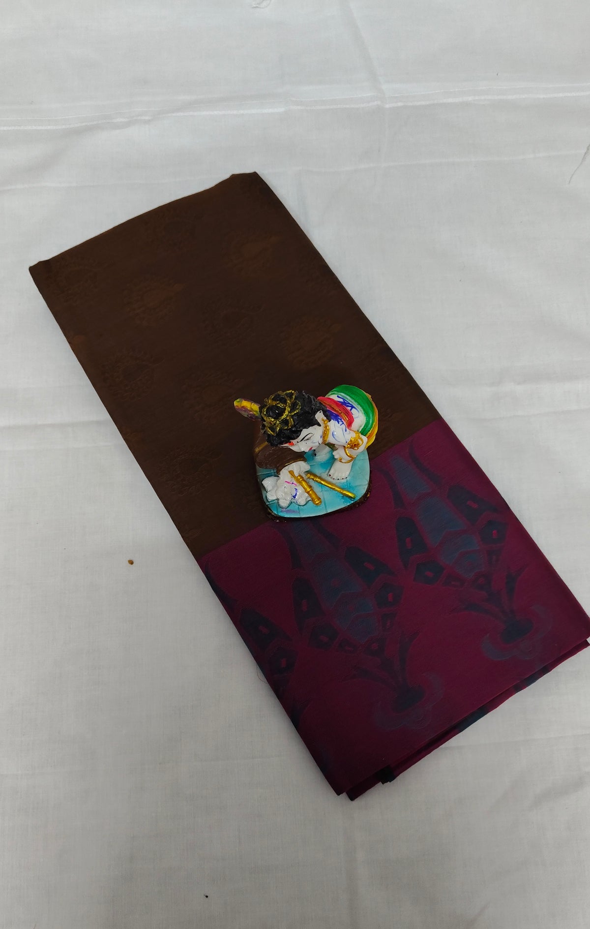 Kovai Negamam Brown Cotton Saree with Magenta Border
