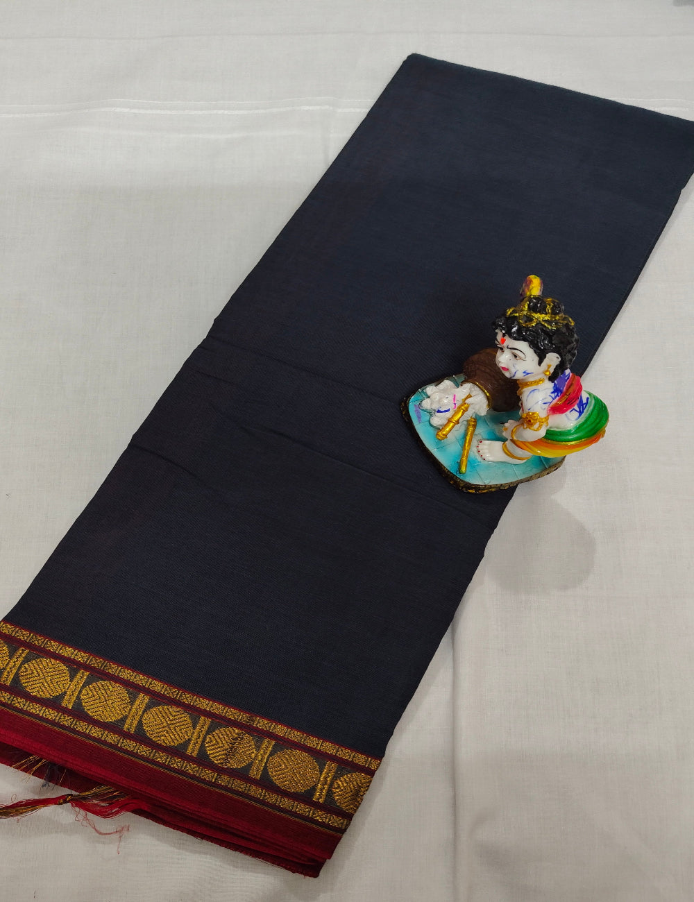 Chettinad Cotton Saree with Traditional Gold Border