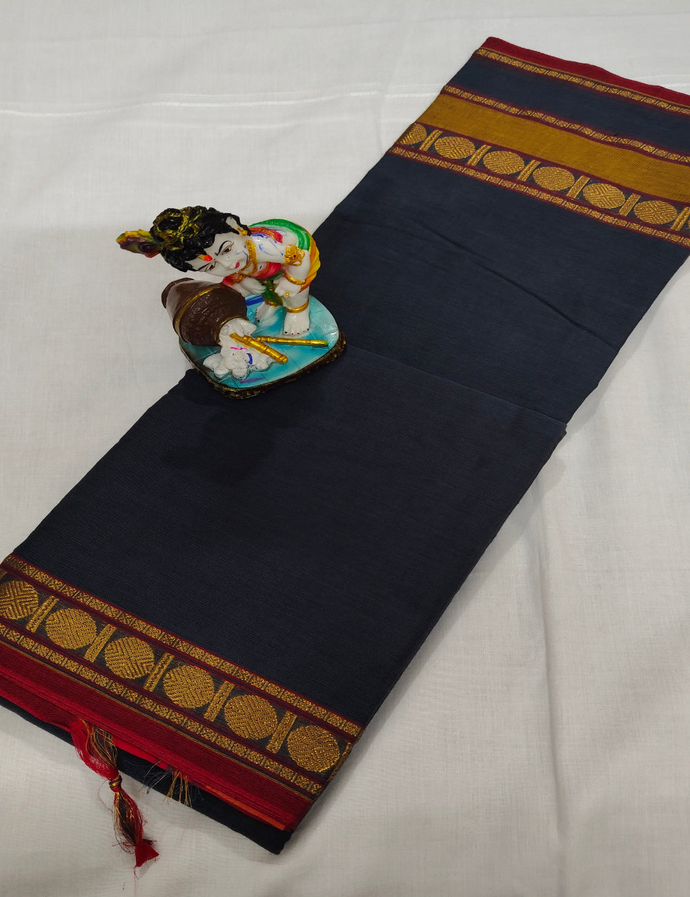 Chettinad Cotton Saree with Traditional Gold Border