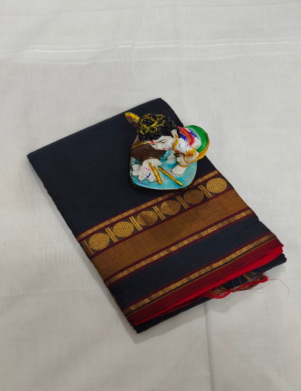 Chettinad Cotton Saree with Traditional Gold Border