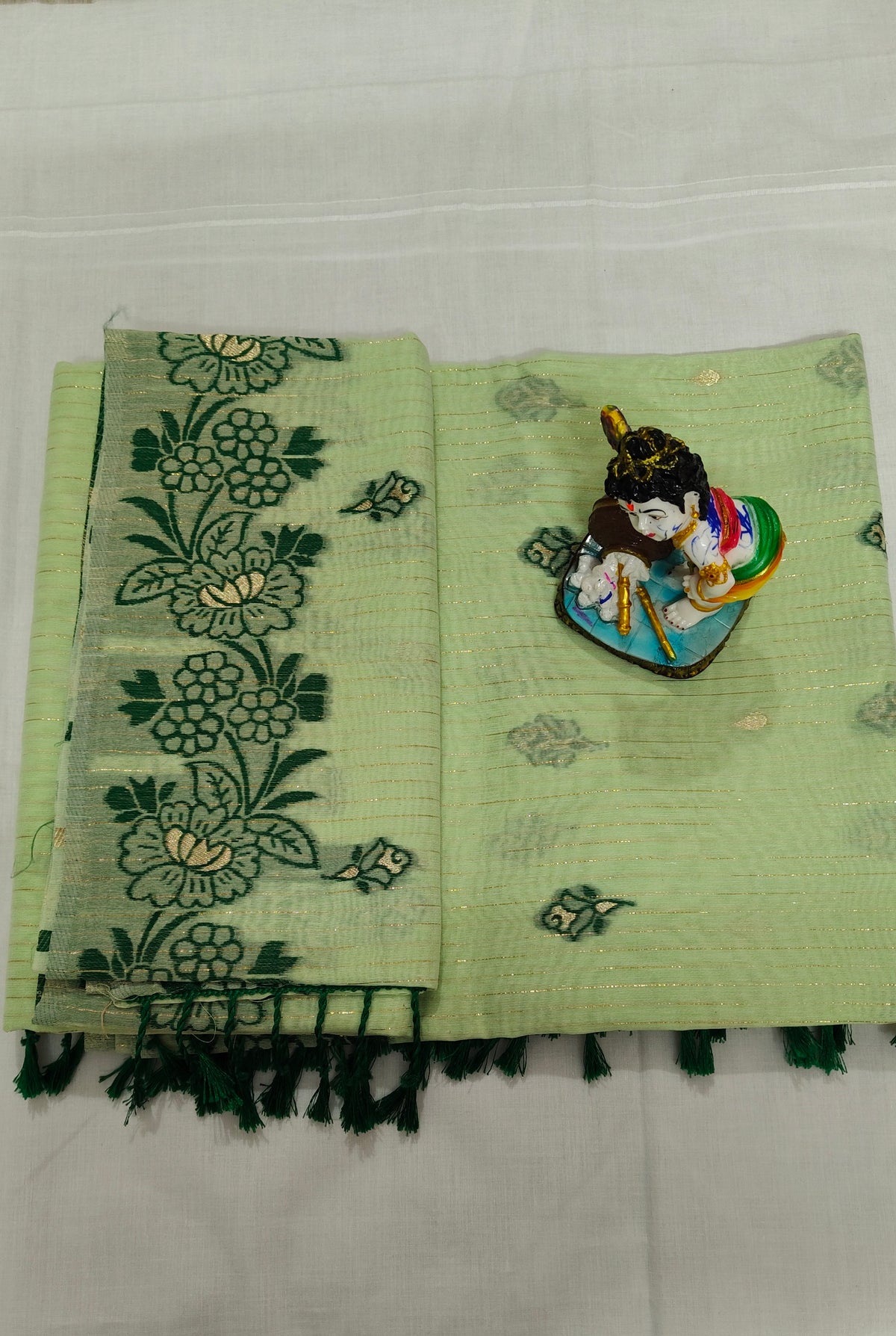 Light Green Linen Soft Cotton Saree