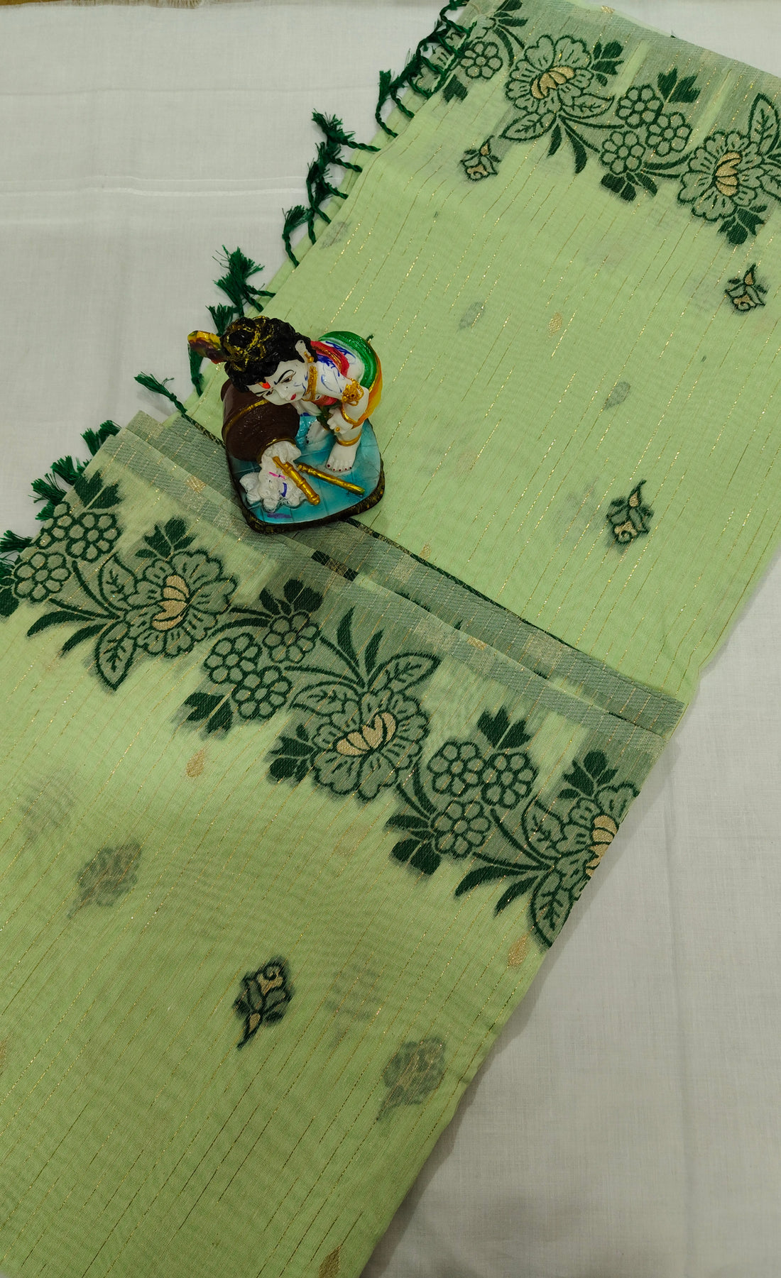 Light Green Linen Soft Cotton Saree