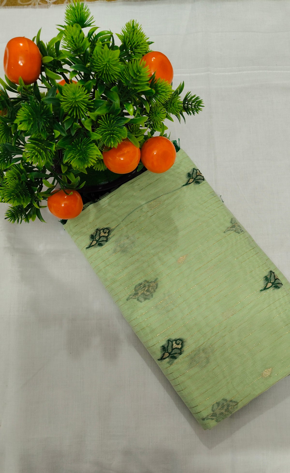 Light Green Linen Soft Cotton Saree