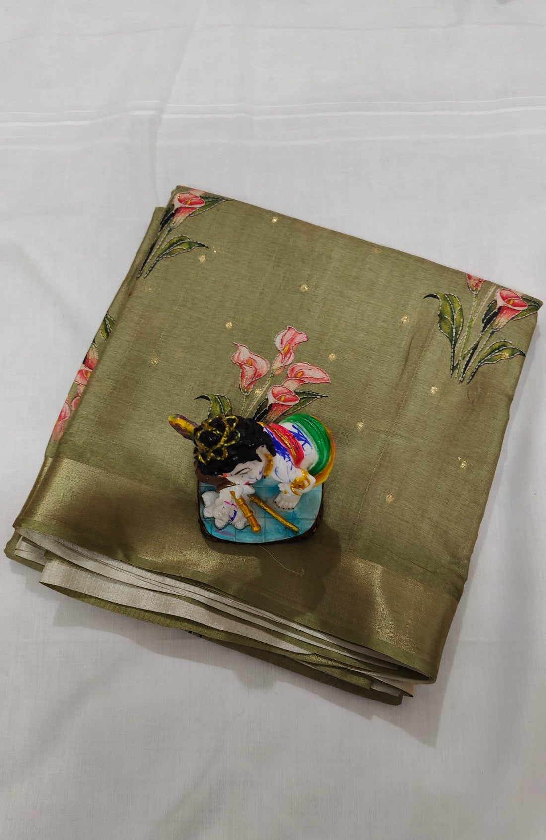 Elegant Olive Green Digital Print Saree