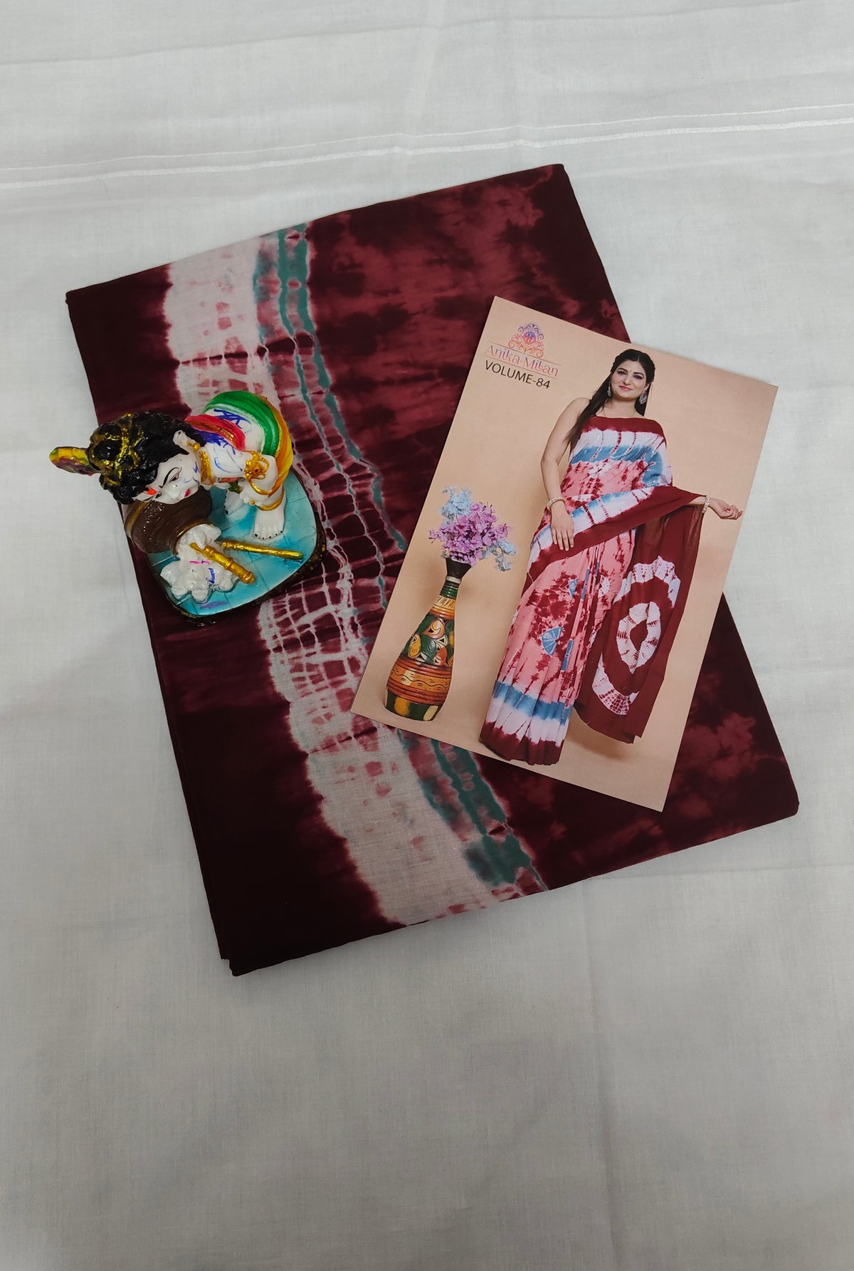 Mulmul Cotton Tie-Dye Saree Maroon