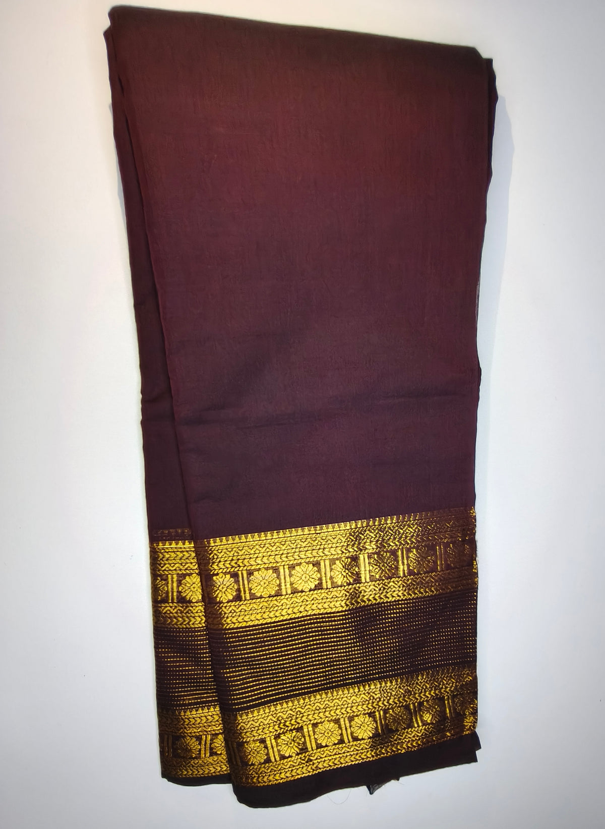 Kanchi Cotton Saree in Maroon with Golden Zari Border