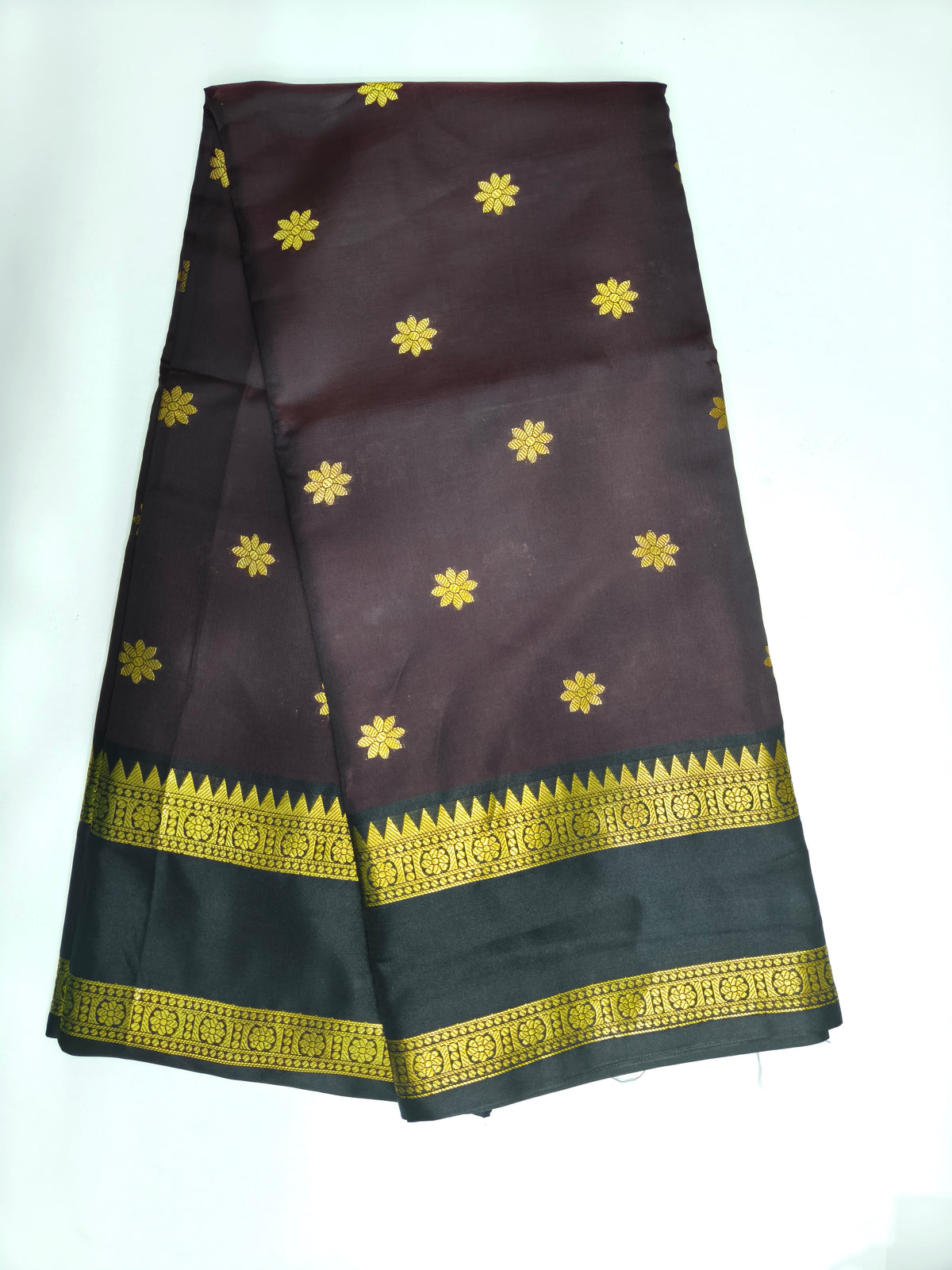 Chiniya Soft Brown Saree with Golden Zari Border